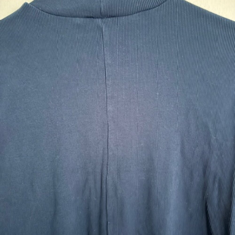 Old Navy Navy Blue Ribbed Knit Mock Neck Long Sleeve Bodycon Mini Dress L - Picture 6 of 7